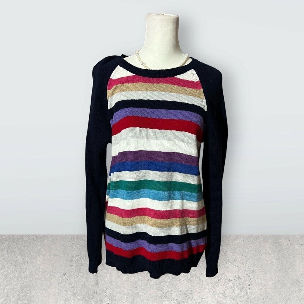 Chaps Raglan Sweater Colorful Striped